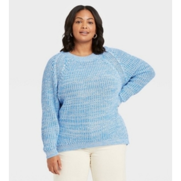 Ava & Viv Crewneck pullover sweater blue Size 14W - Picture 1 of 11